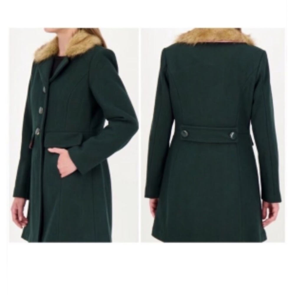 Kate Spade dark green wool blend peacoat | size small - Picture 2 of 12